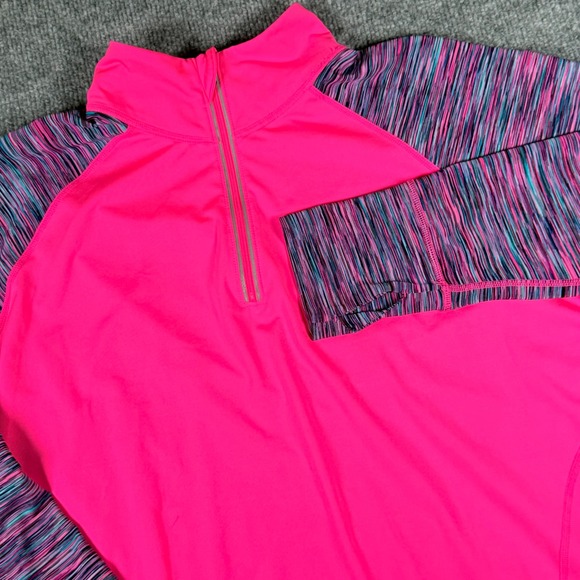 Retro Ideology 1X Womens Hot Pink Pullover Thumb Hole Athletic Top Activewear - Picture 1 of 8